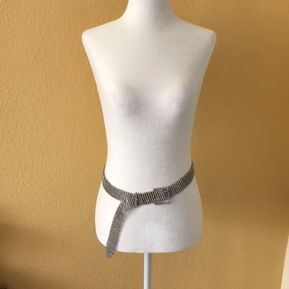 New clear crystals loaded adjustable belt